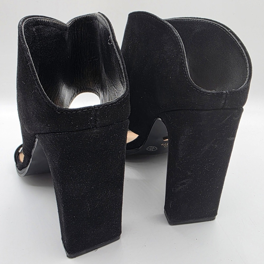 42 Gold Linx Slide Sandal Black Kid Suede Block Heel Womens 10 - Picture 4 of 8